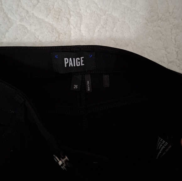 Paige Womens Zipper Fly High Rise   Black  Crop Flare Leg Size 26 - Picture 5 of 10